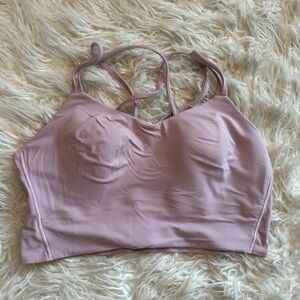 Pink Lululemon Like a Cloud Longline Bra, size 10